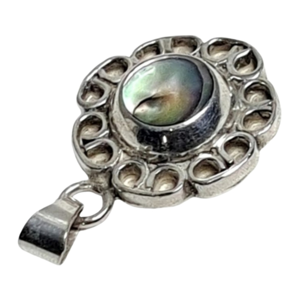 Elegant Sterling Silver Pendant with Abalone Stone - Picture 4 of 6